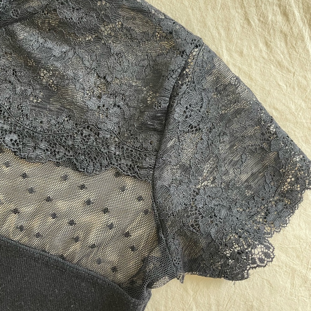 Tory Burch Short Sleeve Lace Turtleneck Top - Picture 3 of 7